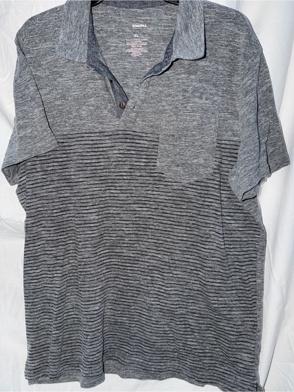Sonoma Heathered Gray Striped Polo Shirt